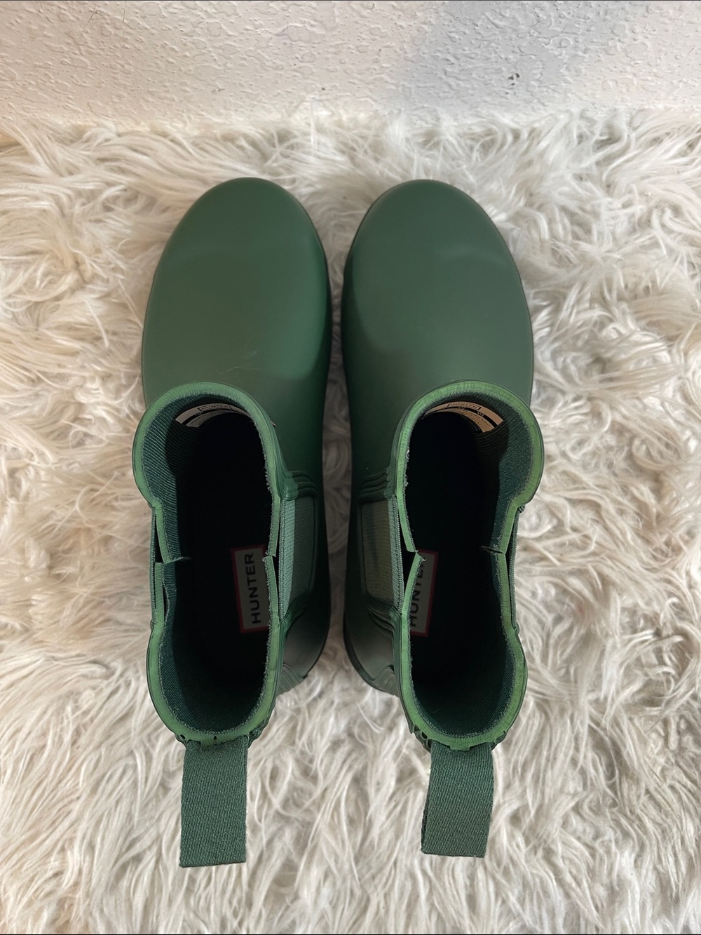 HUNTER Original Chelsea Boots Green Slip-On Rubber Ankle Boots Size 10 NEW - Picture 6 of 14